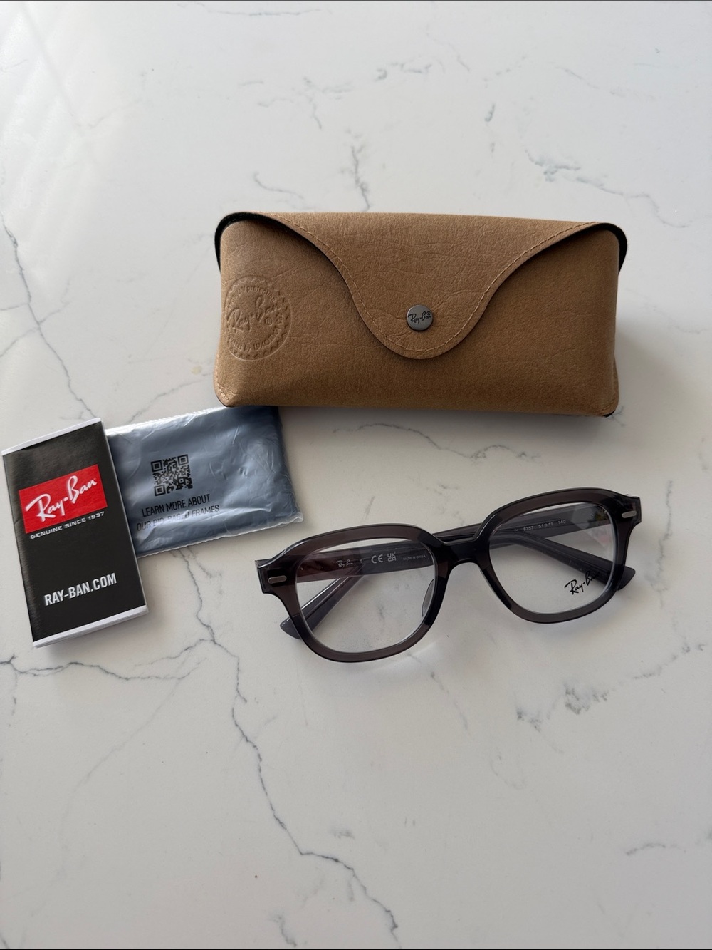 Ray-Ban RB 7215F ERIK Dark Grey Optical Frames with Tan Case